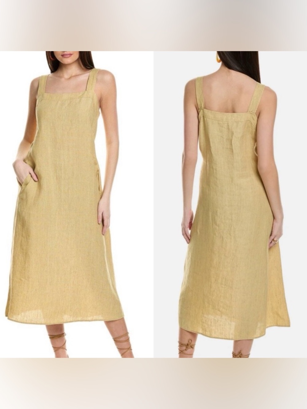 Eileen Fisher Linen Tank Dress In Yellow Size XL $258